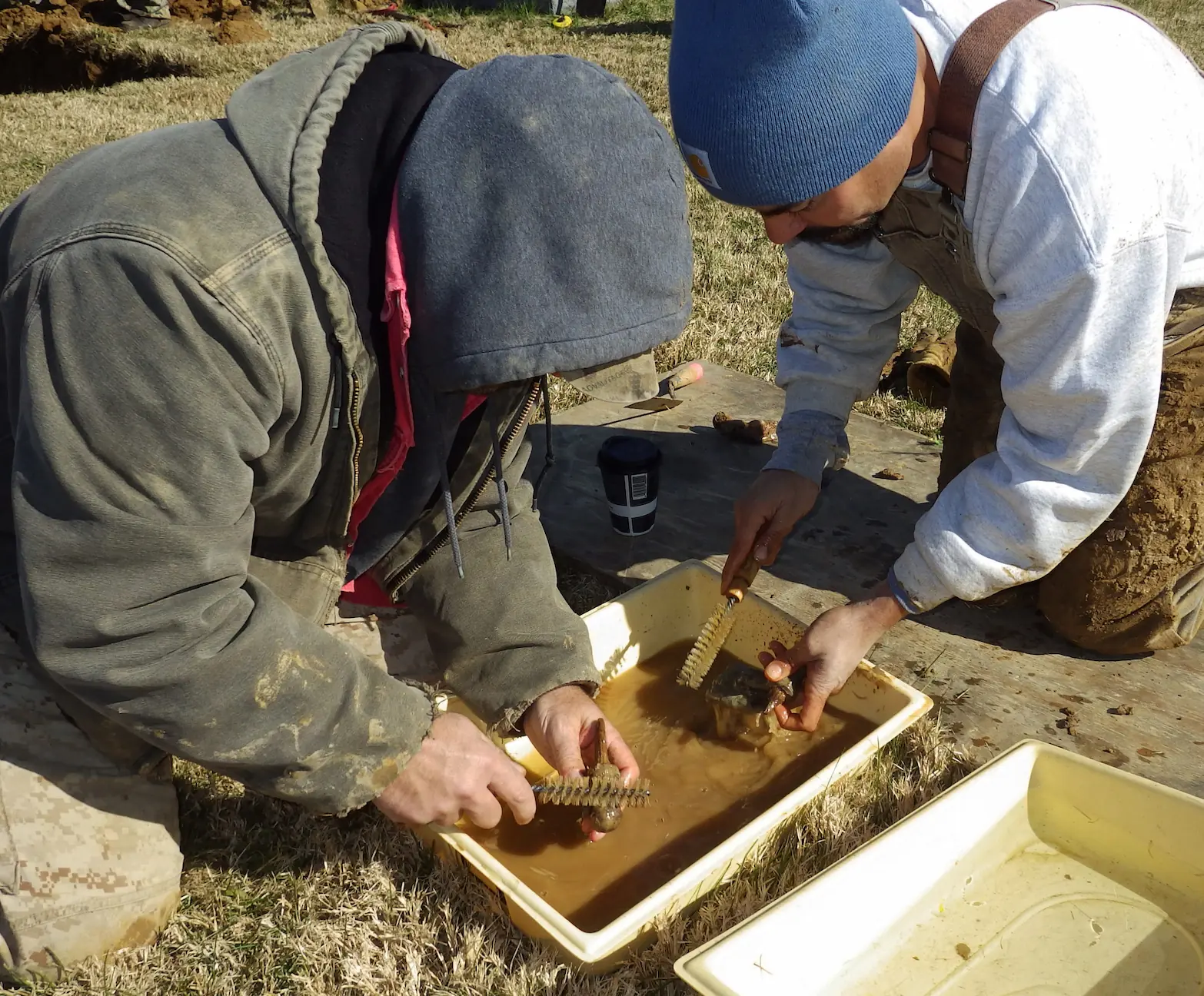 Controlled excavation at a cemetery site